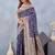 Blue soft silk blend banarasi jacuard work designer party wear saree with unstitched blouse piece