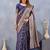 Blue soft silk blend banarasi jacuard work designer party wear saree with unstitched blouse piece