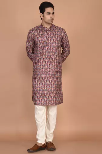 Men's traditional patola printed cotton kurta