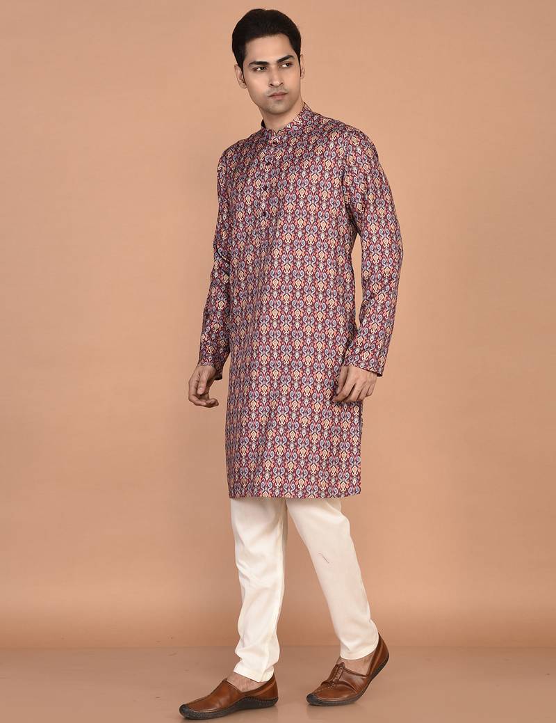 Men's traditional patola printed cotton kurta