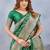 Green soft silk blend banarasi jacuard work designer party wear saree with unstitched blouse piece