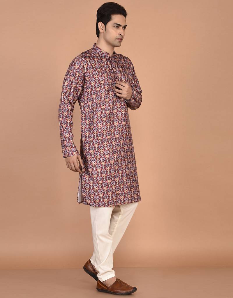 Men's traditional patola printed cotton kurta
