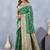 Green soft silk blend banarasi jacuard work designer party wear saree with unstitched blouse piece