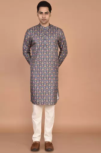 Men's traditional patola printed cotton kurta