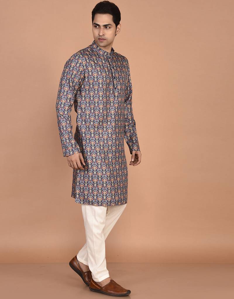Men's traditional patola printed cotton kurta