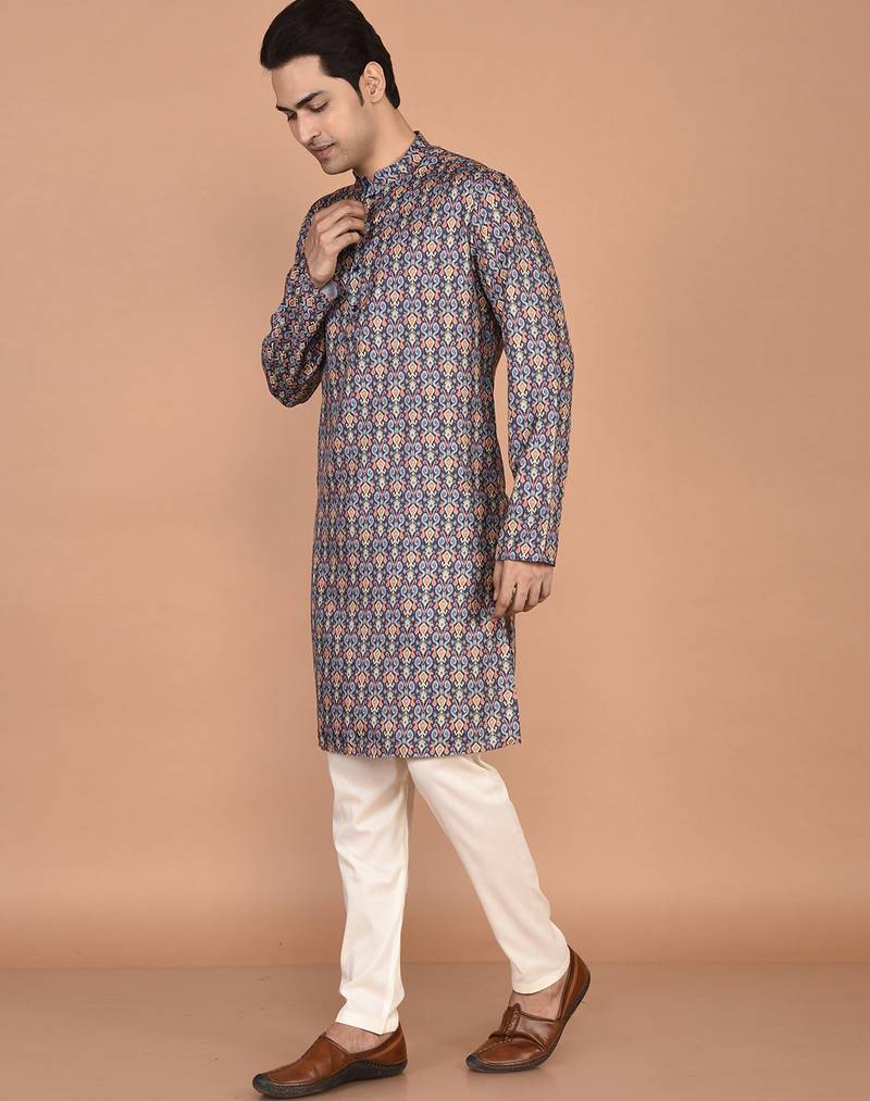 Men's traditional patola printed cotton kurta