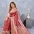 Red soft silk blend banarasi jacuard work designer party wear saree with unstitched blouse piece