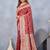 Red soft silk blend banarasi jacuard work designer party wear saree with unstitched blouse piece