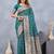 Turuoise soft silk blend banarasi jacuard work designer party wear saree with unstitched blouse piece