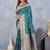 Turuoise soft silk blend banarasi jacuard work designer party wear saree with unstitched blouse piece