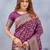 Wine soft silk blend banarasi jacuard work designer party wear saree with unstitched blouse piece