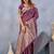 Wine soft silk blend banarasi jacuard work designer party wear saree with unstitched blouse piece