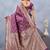 Wine soft silk blend banarasi jacuard work designer party wear saree with unstitched blouse piece