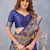 Blue silk blend banarasi saree with unstitched blouse piece