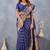 Blue soft silk blend banarasi jacuard work designer party wear saree with unstitched blouse piece