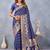 Blue soft silk blend banarasi jacuard work designer party wear saree with unstitched blouse piece
