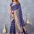 Blue soft silk blend banarasi jacuard work designer party wear saree with unstitched blouse piece