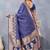 Blue soft silk blend banarasi jacuard work designer party wear saree with unstitched blouse piece