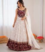 off white jacquard coding sequin lehenga choli set