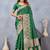 Green soft silk blend banarasi jacuard work designer party wear saree with unstitched blouse piece