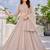 Luxury Beige Net Lehenga Choli with Allover Beads & Dori Embellishment