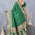 Green soft silk blend banarasi jacuard work designer party wear saree with unstitched blouse piece