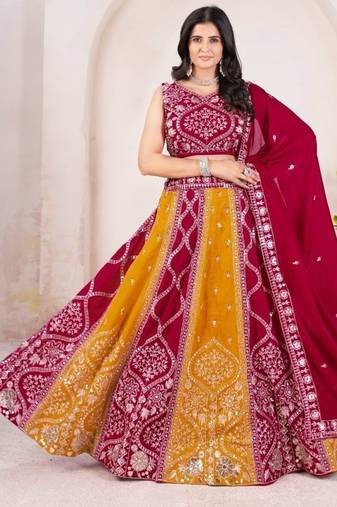 Elegant Vichitra Silk Bridal Lehenga Choli with Sequins Embroidery