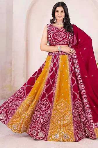 silk blend embroidered sequin lehenga choli dupatta set