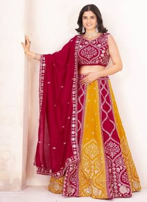 Elegant Vichitra Silk Bridal Lehenga Choli with Sequins Embroidery 2