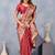 Red soft silk blend banarasi jacuard work designer party wear saree with unstitched blouse piece