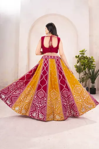 Elegant Vichitra Silk Bridal Lehenga Choli with Sequins Embroidery