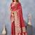 Red soft silk blend banarasi jacuard work designer party wear saree with unstitched blouse piece