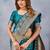 Turquoise soft silk blend banarasi jacuard work designer party wear saree with unstitched blouse piece