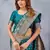 Turquoise soft silk blend banarasi jacuard work designer party wear saree with unstitched blouse piece