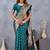 Turquoise soft silk blend banarasi jacuard work designer party wear saree with unstitched blouse piece