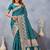 Turquoise soft silk blend banarasi jacuard work designer party wear saree with unstitched blouse piece