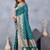 Turquoise soft silk blend banarasi jacuard work designer party wear saree with unstitched blouse piece