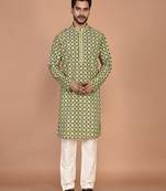 Men's floral printed cotton straight  kurta