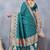 Turquoise soft silk blend banarasi jacuard work designer party wear saree with unstitched blouse piece