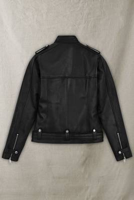 women's black lambskin cafe racer jacket adjustable belted waist 2
