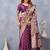 Wine soft silk blend banarasi jacuard work designer party wear saree with unstitched blouse piece