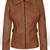 Women’s brown lambskin leather jacket zipper detail & waist belt stylish