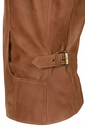 women's brown premium lambskin leather jacket adjustable belted waist premium