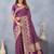 Wine soft silk blend banarasi jacuard work designer party wear saree with unstitched blouse piece