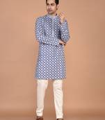 Men's floral printed cotton straight  kurta