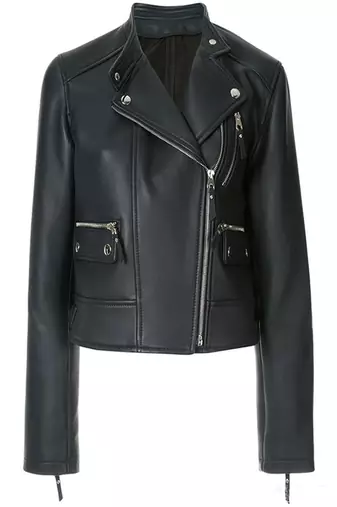 women's brown lambskin leather biker jacket classic moto zip style premium modern
