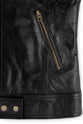 women's black lambskin leather biker jacket classic moto zip style genuine superior 2