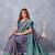 Turquoise soft silk blend banarasi jacuard work designer party wear saree with unstitched blouse piece