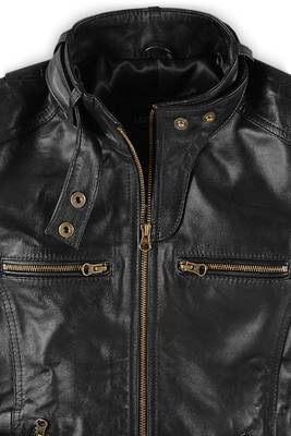 women's black lambskin leather biker jacket classic moto zip style genuine superior 4