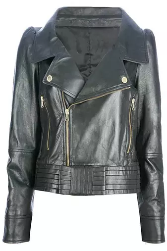 women's black lambskin leather bomber jacket ribbed cuffs and waist refined